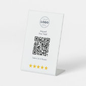 Benutzerdefinierte Logo-QR-Code-Geschäftsbewertung Sockelschild (Vorderseite)