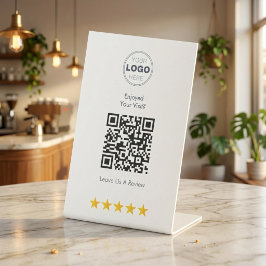 Benutzerdefinierte Logo-QR-Code-Geschäftsbewertung Sockelschild