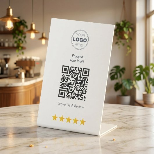 Benutzerdefinierte Logo-QR-Code-Geschäftsbewertung Sockelschild