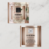Benutzerdefinierte Logo QR CODE Rose Gold Frame Bl Quadratische Visitenkarte (Vorne/Hinten)