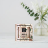 Benutzerdefinierte Logo QR CODE Rose Gold Frame Bl Quadratische Visitenkarte (Stehend Vorderseite)