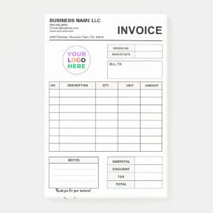Benutzerdefinierte Logo-Rechnungsbestellformulare  Post-it Klebezettel