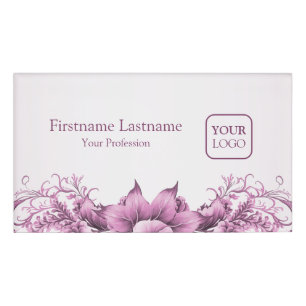 Benutzerdefinierte Logo-Rosa-Blume rahmen elegant Namenschild