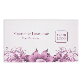 Benutzerdefinierte Logo-Rosa-Blume rahmen elegant  Namenschild
