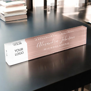Benutzerdefinierte Logo-Rose Gold Pink-Mikroblende Namensplakette