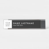 Benutzerdefinierte Logo-Saubere Schwarz-weiße Schr Schreibtischnamensplakette (Vorderseite )