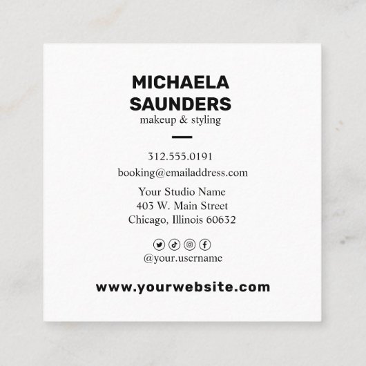 Benutzerdefinierte Logo-Sauberkeit und einfach Quadratische Visitenkarte (Rückseite)