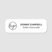 Benutzerdefinierte Logo Schwarz/Weiß Einfach Minim Namensschild (Vorderseite)