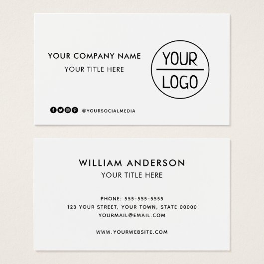 Benutzerdefinierte Logo-Social-Media-weiße Visiten (Vorne & Hinten)