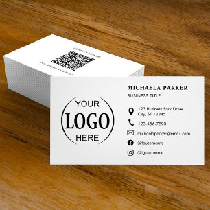 Benutzerdefinierte Logo-Symbole Moderne Weiße QR-C Visitenkarte