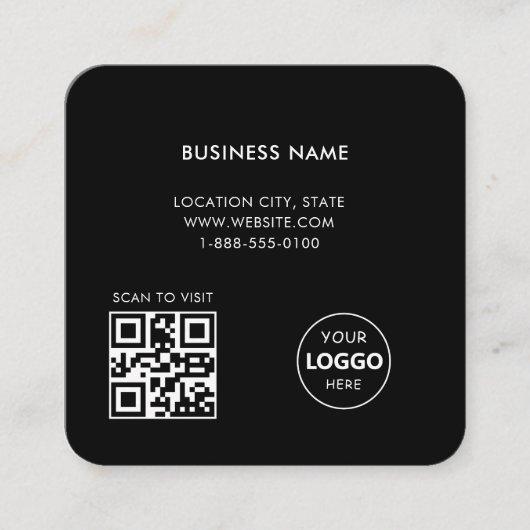 Benutzerdefinierte Logo- und QR-Code-Geschäftskart Quadratische Visitenkarte (Vorderseite)