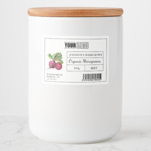 Benutzerdefinierte Logo- und Strichcode-Beet-Mikro Lebensmitteletikett (Vorderseite)