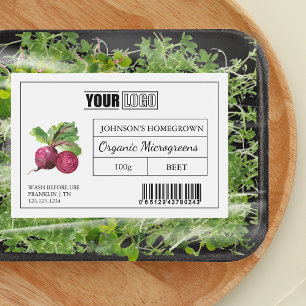 Benutzerdefinierte Logo- und Strichcode-Beet-Mikro Lebensmitteletikett