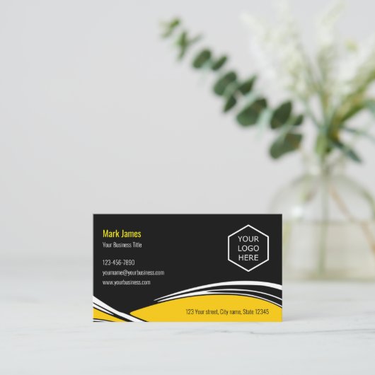 Benutzerdefinierte Logo- und Text-Yellow-Auto-Visi Visitenkarte (Stehend Vorderseite)