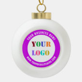 Benutzerdefinierte Logo-Website Farben Weihnachtsd Keramik Kugel-Ornament (Vorderseite)