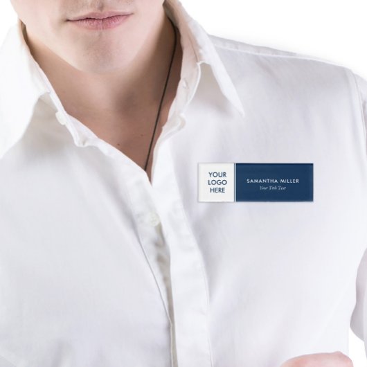 Benutzerdefinierte Logo-Weiß und Navy Blue Monogra Namenschild