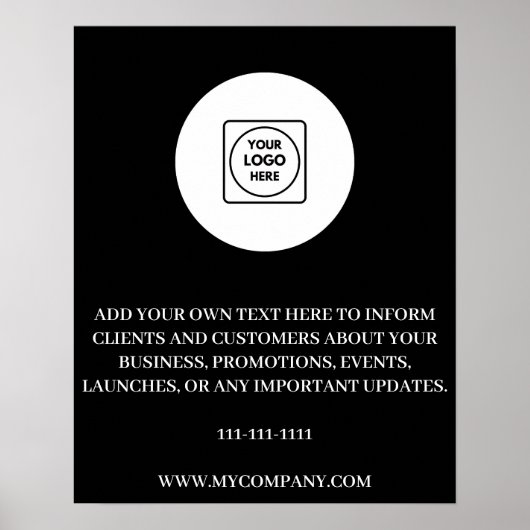 Benutzerdefinierte Logotext-Branding Minimal Black Poster (Vorne)