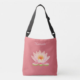 Benutzerdefinierte Lotus-Blume auf rosa Namaste Cr Tragetaschen Mit Langen Trägern