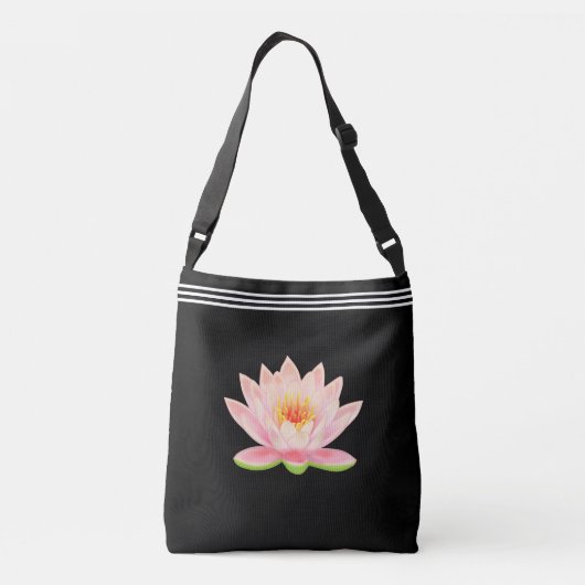 Benutzerdefinierte Lotus-Blume in Schwarz Tragetaschen Mit Langen Trägern (Rückseite)