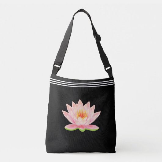 Benutzerdefinierte Lotus-Blume in Schwarz Tragetaschen Mit Langen Trägern (Vorderseite)