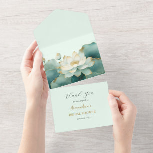 Benutzerdefinierte Lotus-Blumen-Braut-Show-Dankesc All In One Einladung