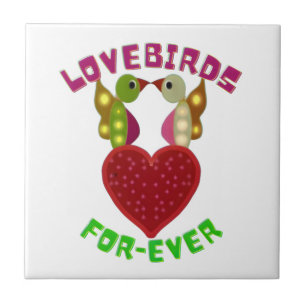 Benutzerdefinierte Lovebirds Herzgeschenk Klassisc Fliese