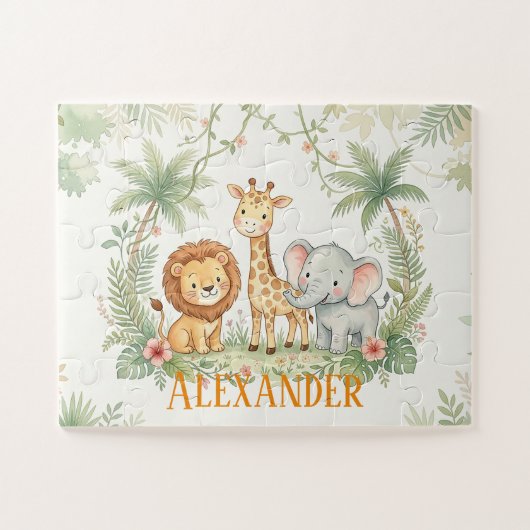 Benutzerdefinierte Löwe Giraffe und Elefant Jungle Puzzle (Horizontal)