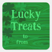 Benutzerdefinierte Lucky Treats St. Patrick’s Day  Quadratischer Aufkleber (Vorderseite)