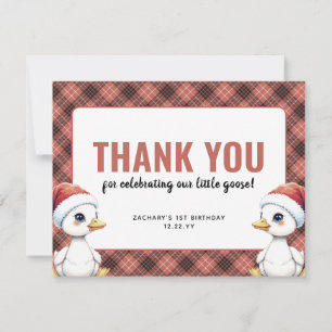 Benutzerdefinierte lustige Gans Dezember Erster Ge Dankeskarte
