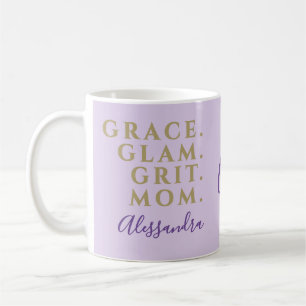 Benutzerdefinierte lustige Mama Pastell-Lila Gold Kaffeetasse