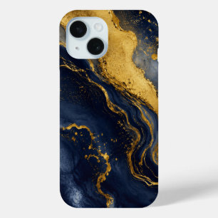 Benutzerdefinierte Luxus-Navy-Gold-Abstrakt-Marmor Case-Mate iPhone Hülle