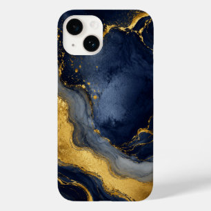 Benutzerdefinierte Luxus-Navy-Gold-Abstrakt-Marmor Case-Mate iPhone 14 Hülle
