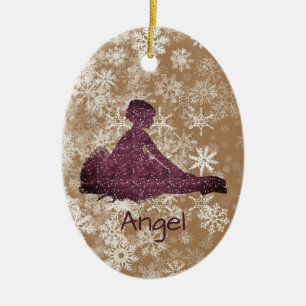 Benutzerdefinierte Mädchen-Schneeflocken-Ballerina Keramik Ornament