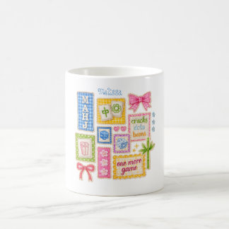 Benutzerdefinierte Mahjong-Patches Faux-Stickerei Kaffeetasse
