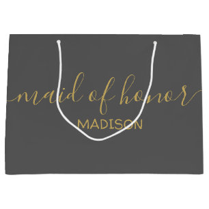 Benutzerdefinierte Maid of Honor Name Girly Gold S Große Geschenktüte
