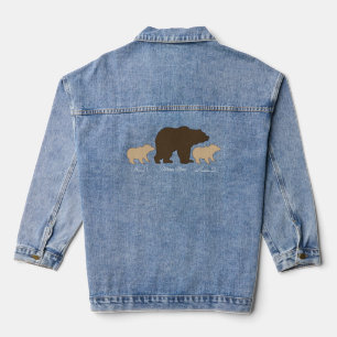 Benutzerdefinierte Mama-Bärin mit 2 Kindernamen Mu Jeansjacke