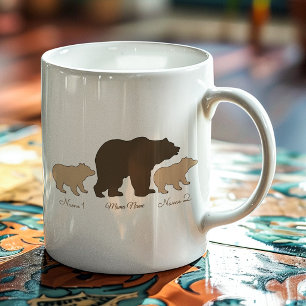 Benutzerdefinierte Mama-Bärin mit 2 Kindernamen Mu Jumbo-Tasse