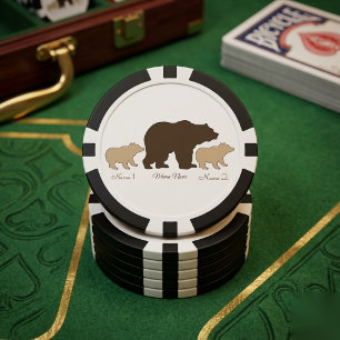 Benutzerdefinierte Mama-Bärin mit 2 Kindernamen Mu Pokerchips