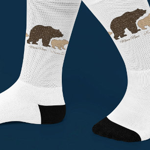 Benutzerdefinierte Mama-Bärin mit 2 Kindernamen Mu Socken