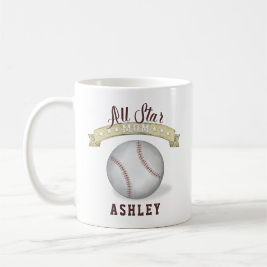 Benutzerdefinierte Mama Baseball All Star Personal Kaffeetasse (Links)
