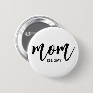 Benutzerdefinierte Mama Est. Modern Brush Script T Button