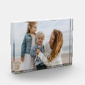Benutzerdefinierte Mama Established Modern Schrift Fotoblock (Links)