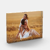 Benutzerdefinierte Mama Established Modern Script Fotoblock (Links)