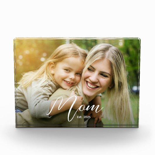 Benutzerdefinierte Mama Established Modern Script Fotoblock (Vorderseite)