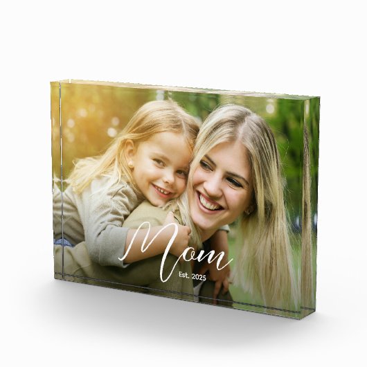 Benutzerdefinierte Mama Established Modern Script  Fotoblock (Rechts)
