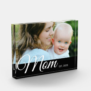 Benutzerdefinierte Mama Established Modern Script Fotoblock