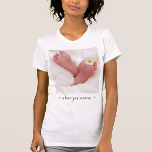 Benutzerdefinierte Mama Foto T - Shirt Text I Lieb