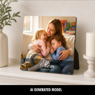 Benutzerdefinierte Mama Gegründet Elegantes Skript Fotoplatte