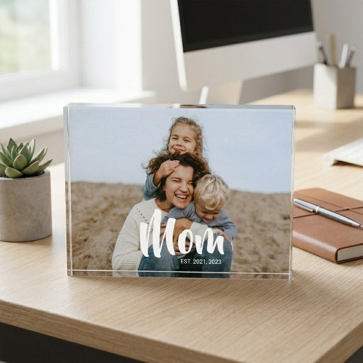 Benutzerdefinierte Mama hat modernes Skript erstel Fotoblock
