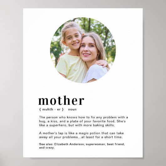 Benutzerdefinierte Mama, Mutter Definition Muttert Poster (Vorne)